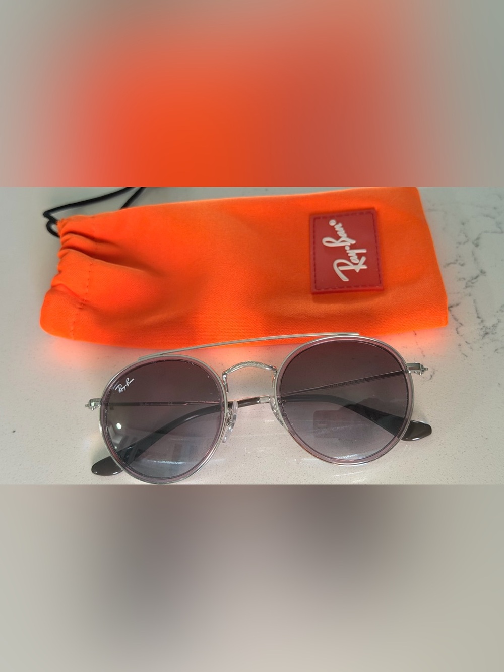 Ray-Ban kids's Silver Frame Sunglasses with Gradient Black Lenses